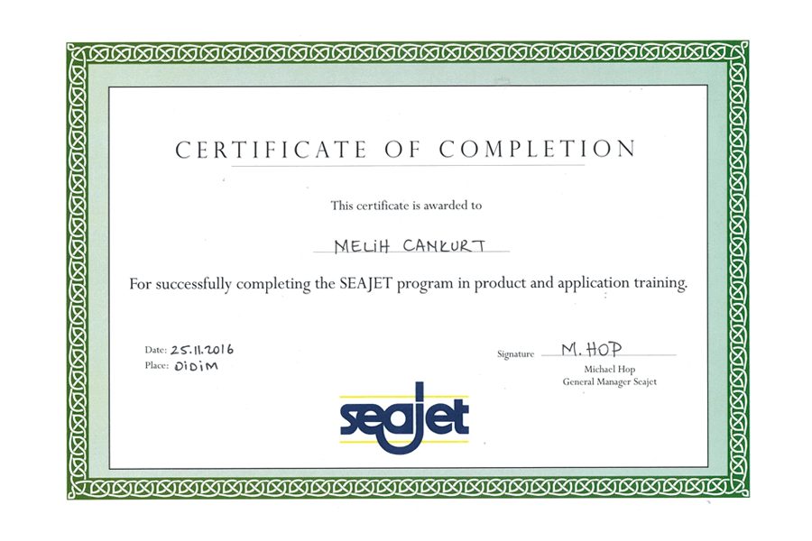 Seajet Certificate