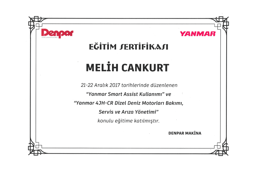 Yanmar Certificate